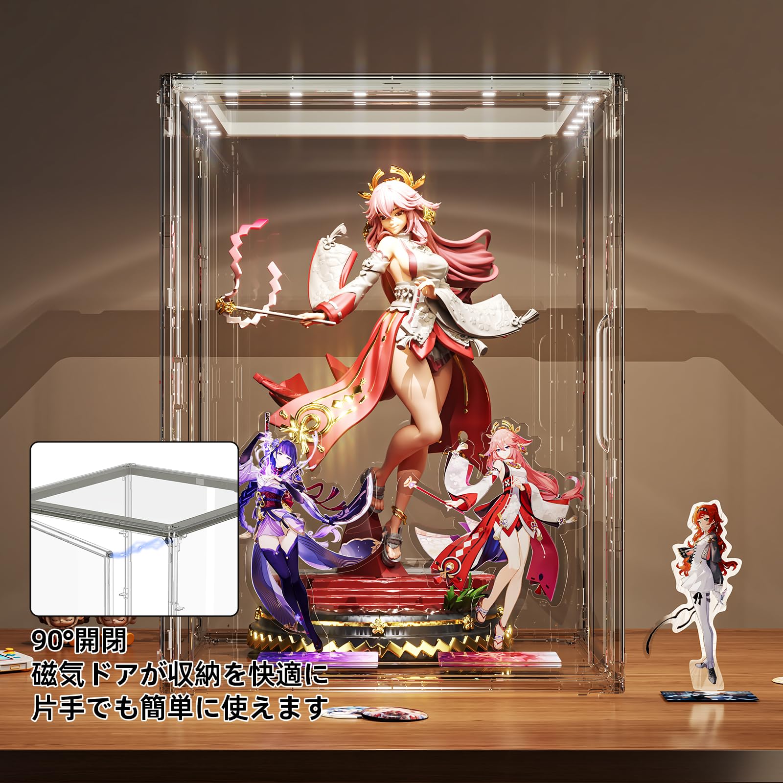 Amazon.co.jp: JOYZAN 透明 フィギュアケース LEDライト付き